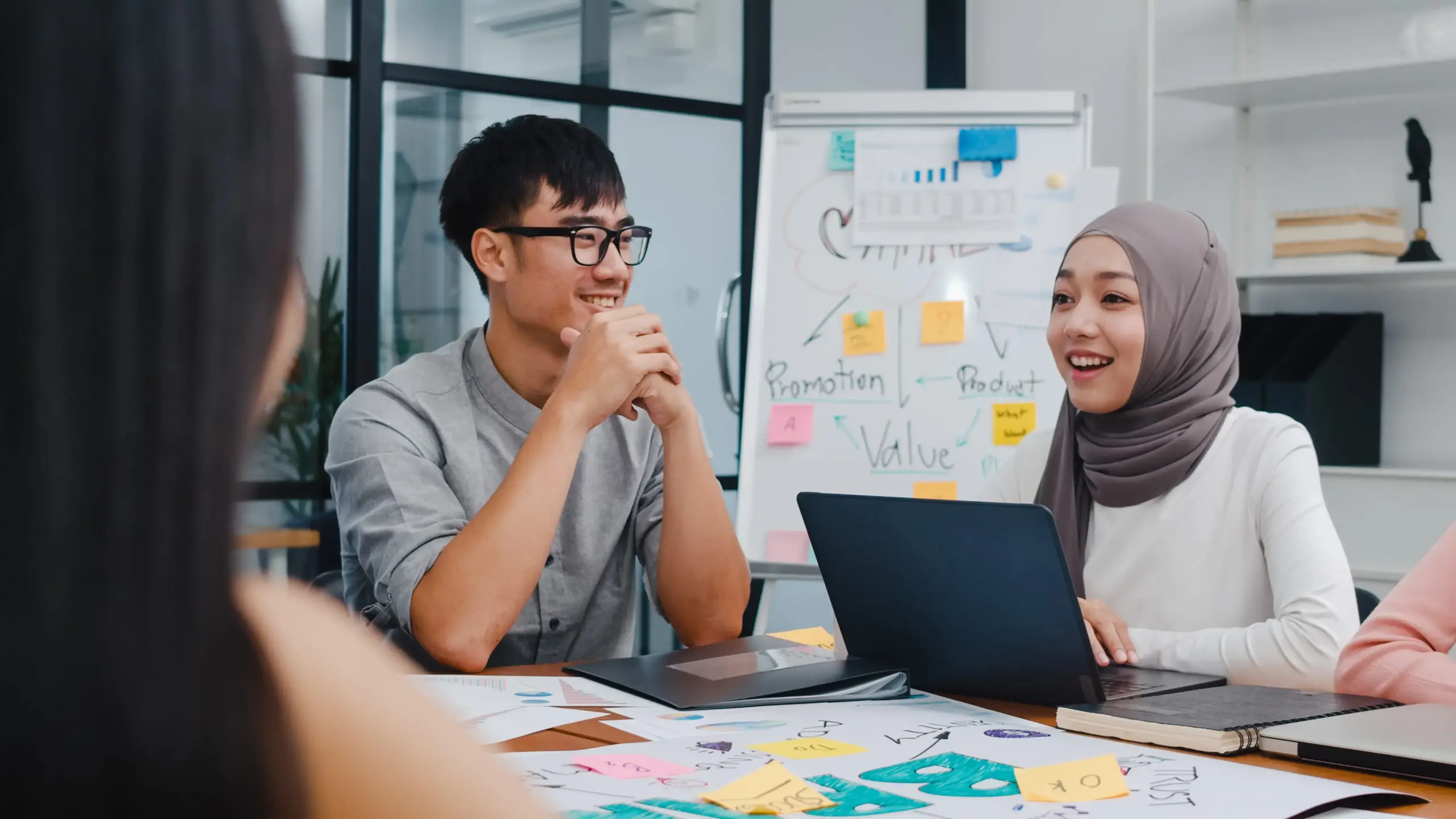 multiracial group young creative people smart casual wear discussing business brainstorming meeting ideas mobile application software design project modern office (1)