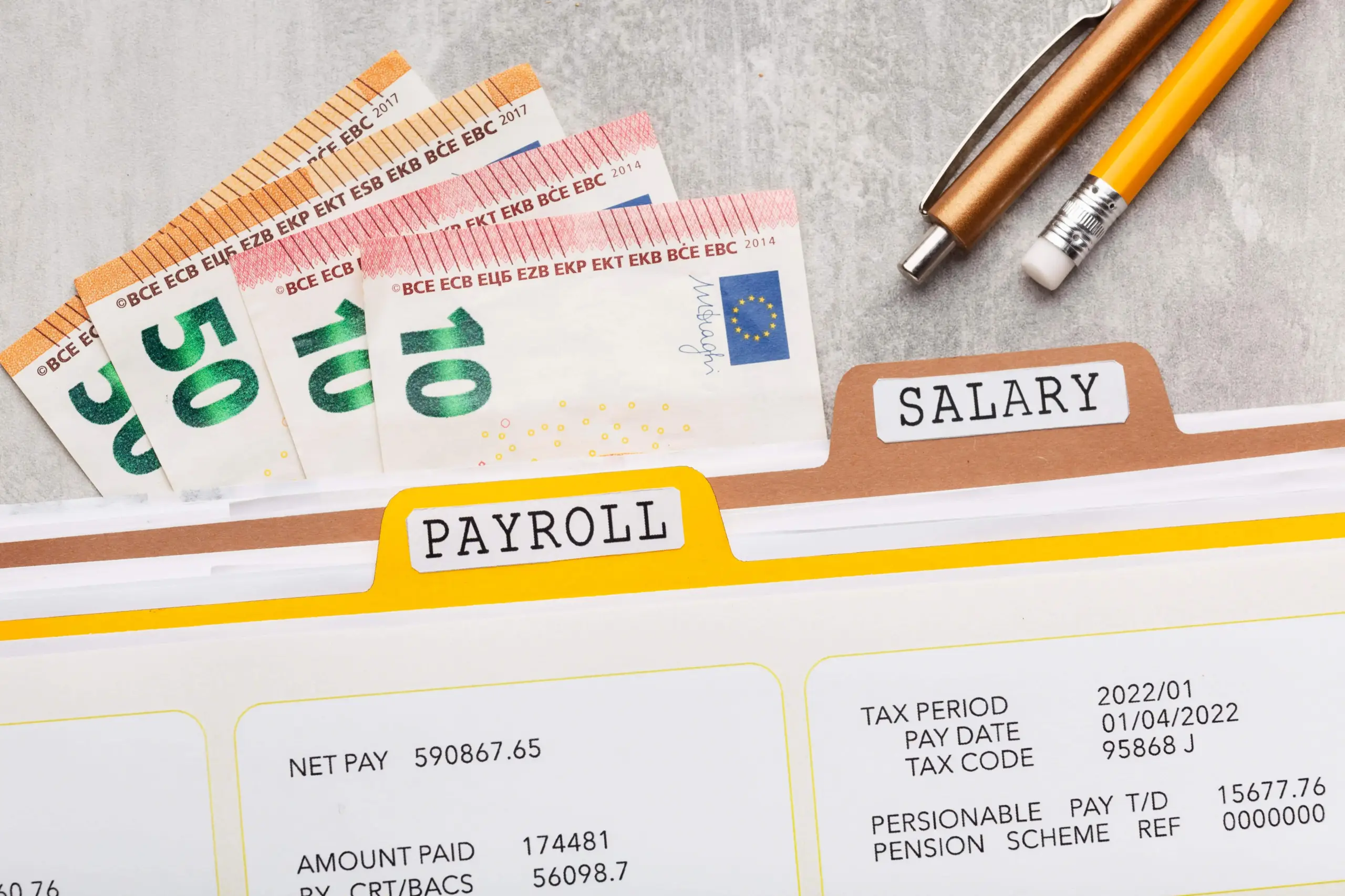 top view payroll concept with money (1)