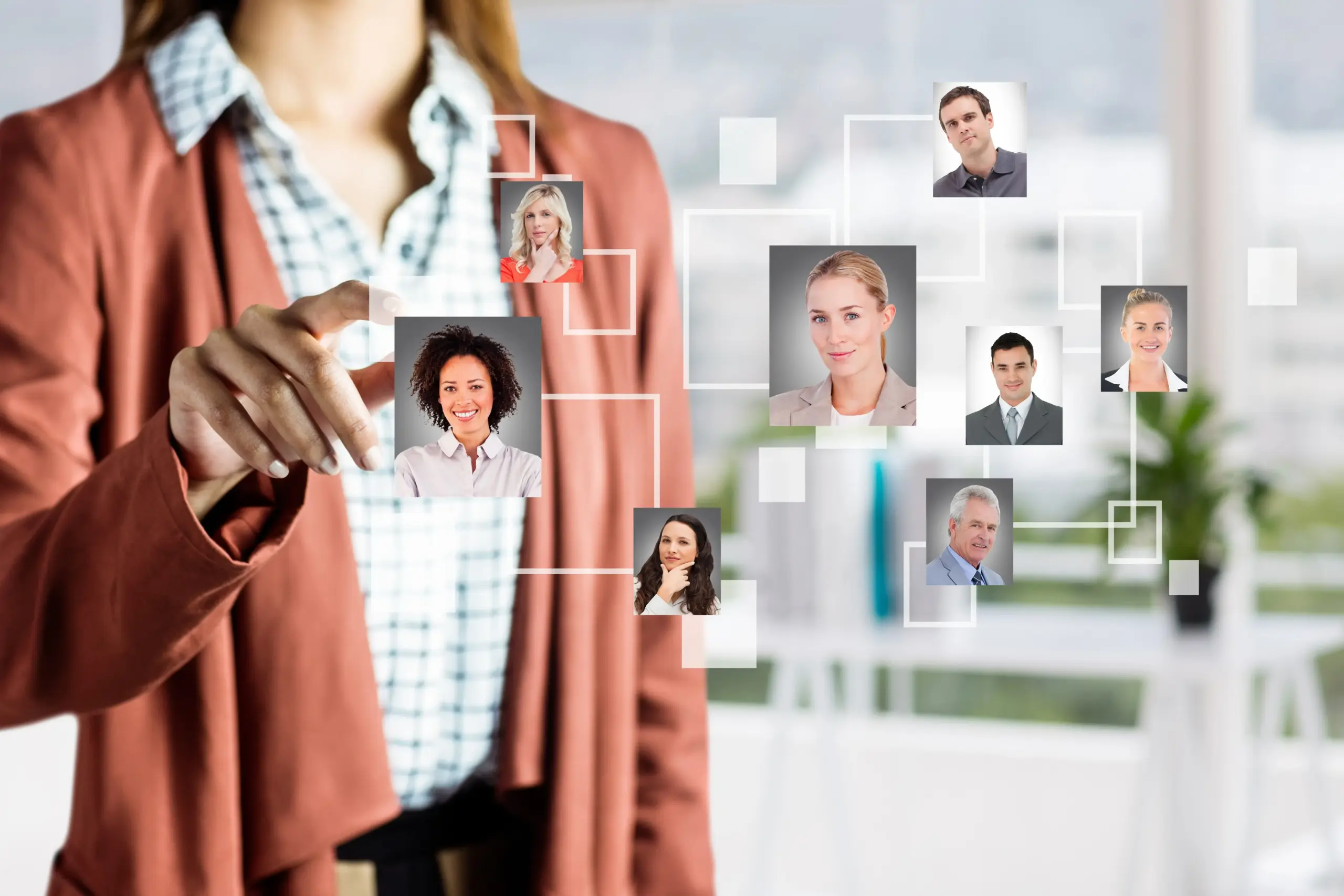 woman selecting pictures people (1)