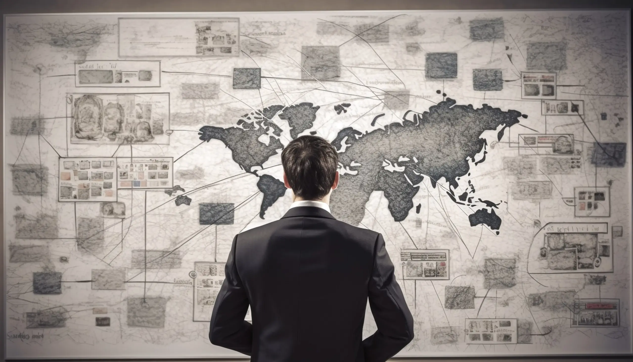 young businessman standing holding world map chart generated by ai (1)