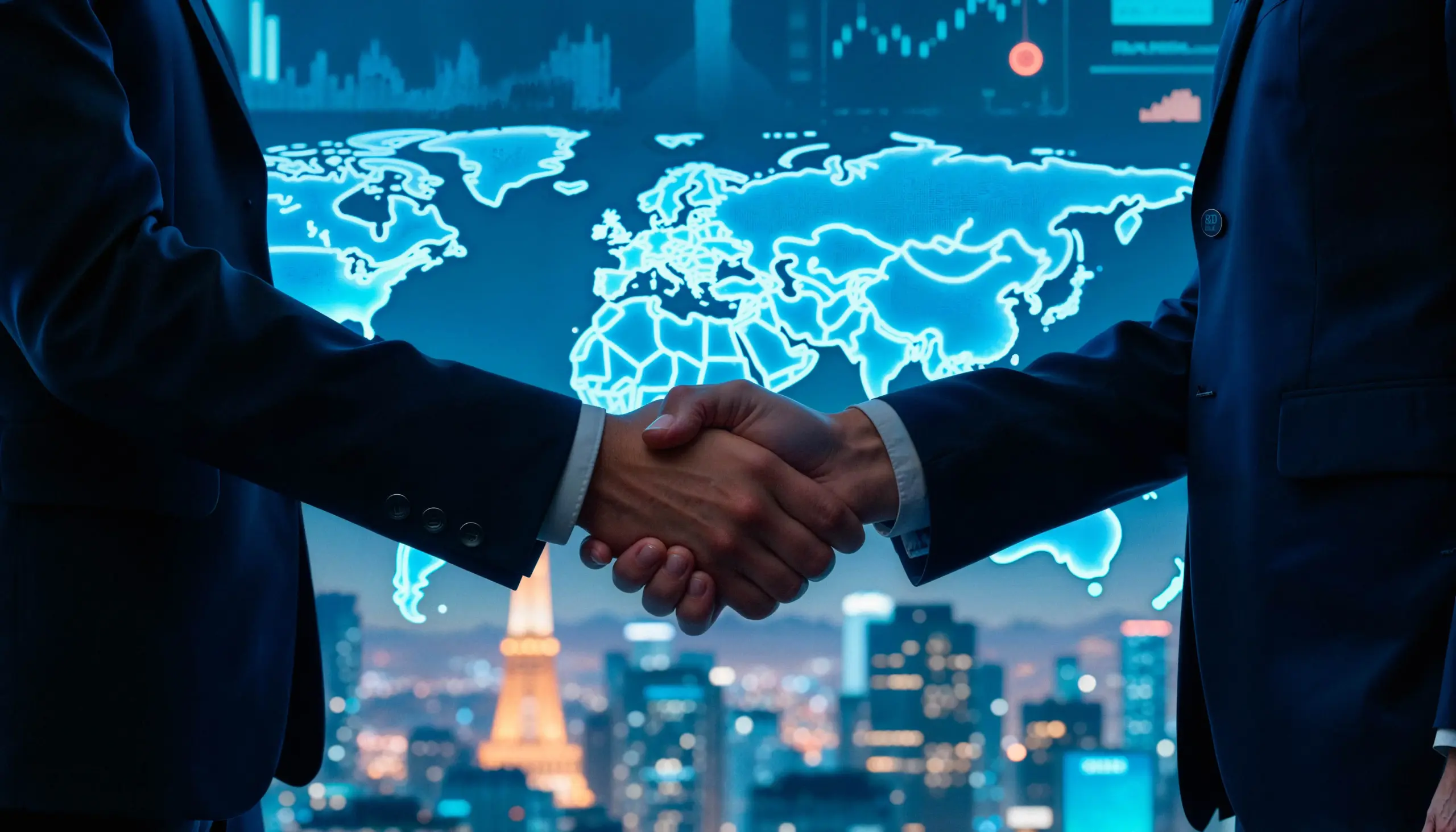 business handshake with world map background (1)