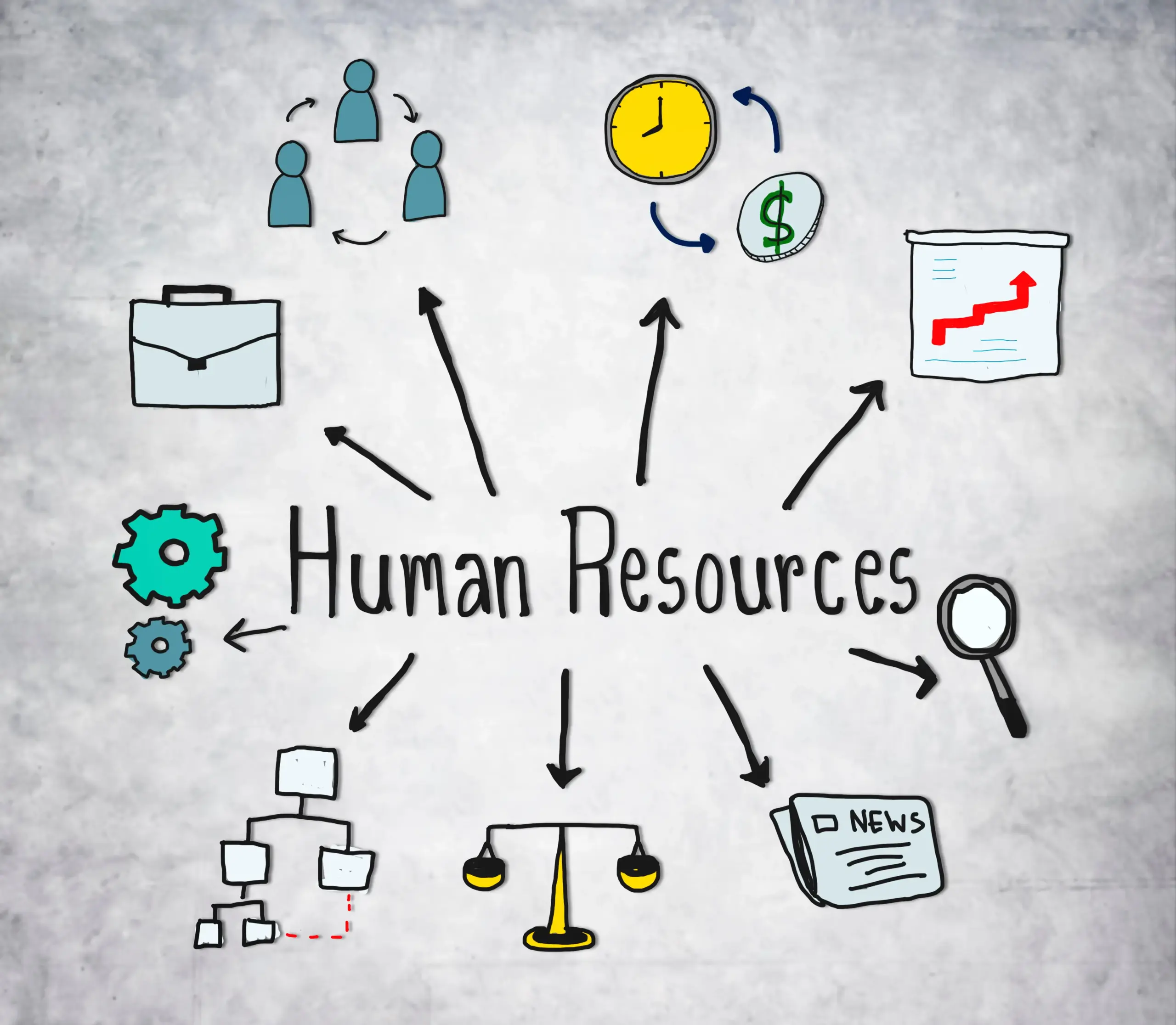 human resources symbols concrete background (1)