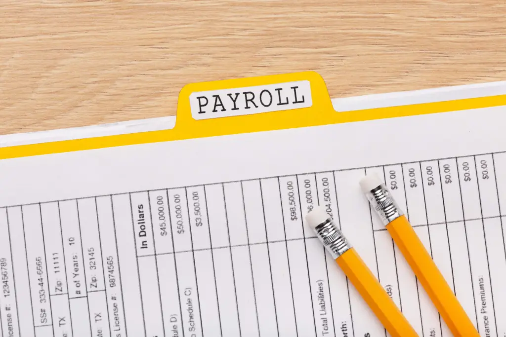 top view payroll concept with document (1)