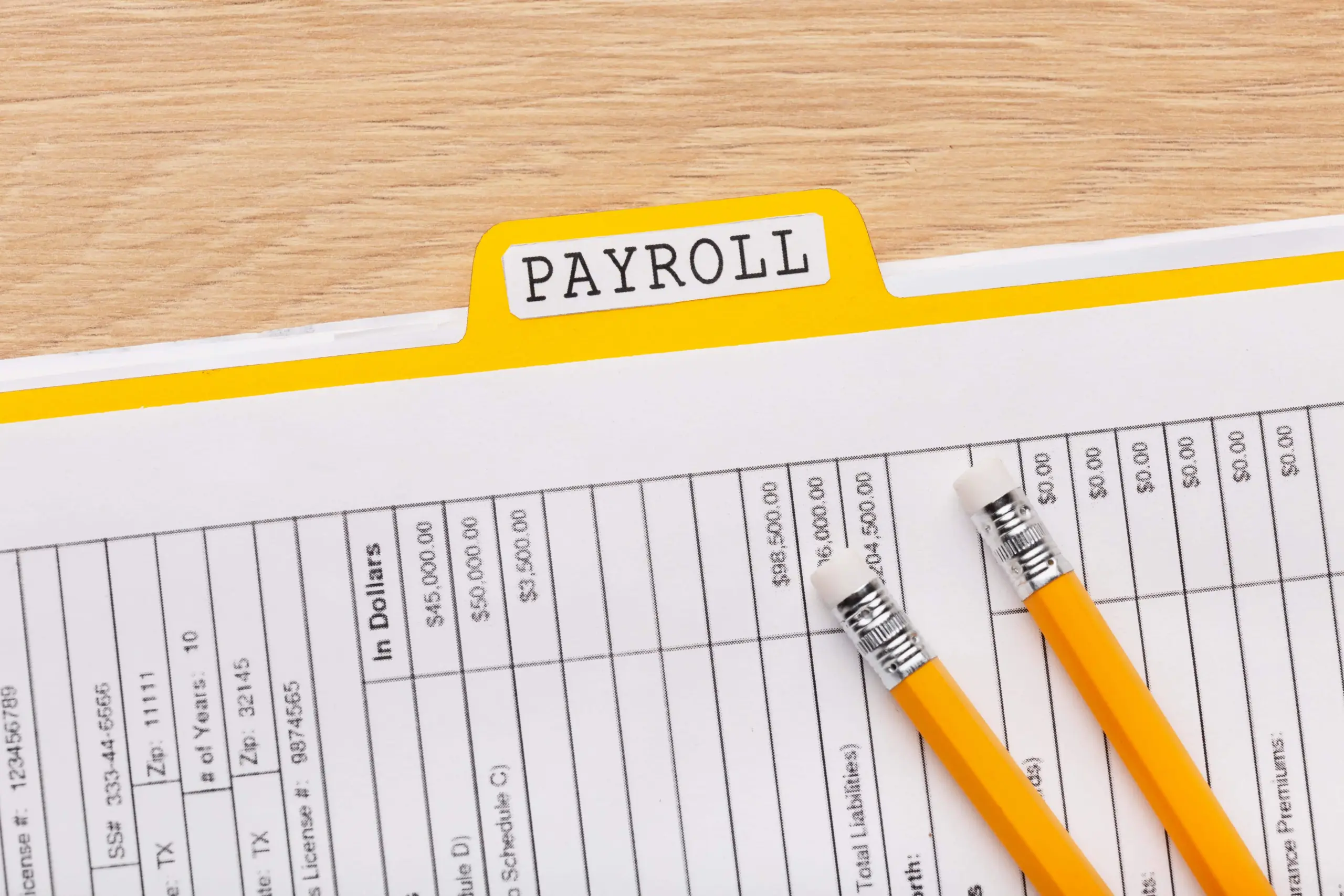 top view payroll concept with document (1)